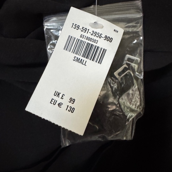 NWT Abercrombie & Fitch Off-The-Shoulder Ruched Black Side Slit Midi Dress Small - Picture 11 of 13